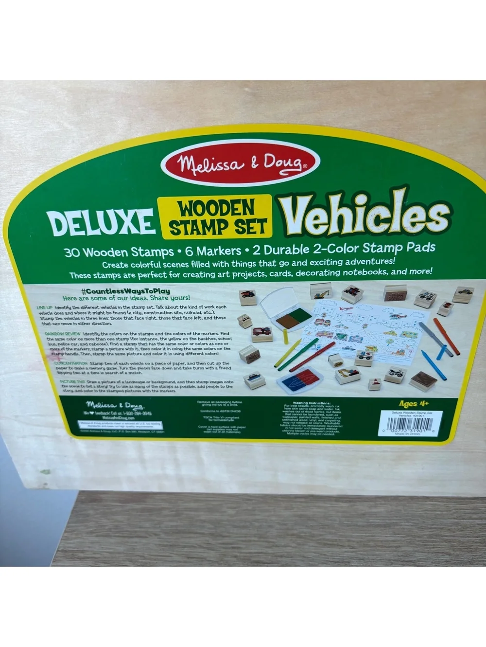 Melissa & Doug Deluxe Vehicle Wooden Stamp Set - 38 Pieces